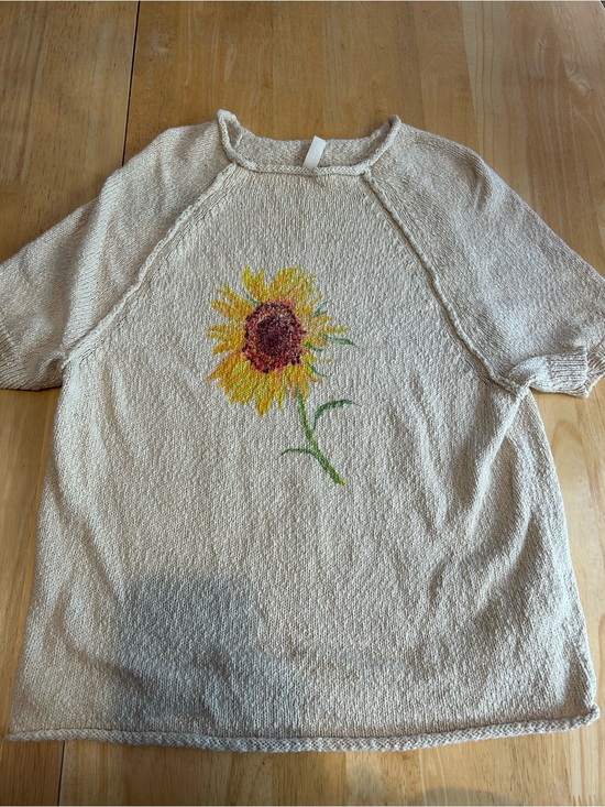 Pilcro Sweaters - Pilcro Anthropologie Sunflower Knit Sweater Beige Floral Cottagecore Medium
